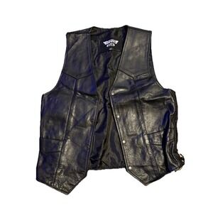 Bikers Club Biker Vest Black Lace-Up Button Lined Pockets mena Size 38
